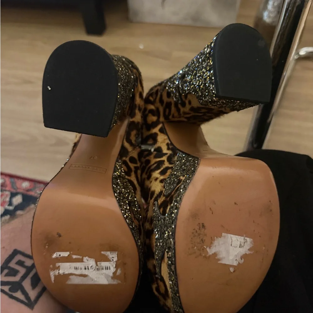 Marc Jacobs Leopard Print pony hair stash a Platform Ankle Boots